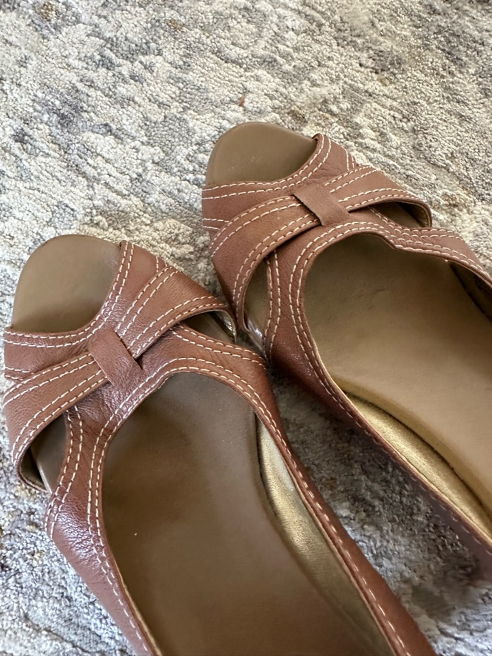 Banana Republic Brown Leather Slide Sandals with Contrast Stitching